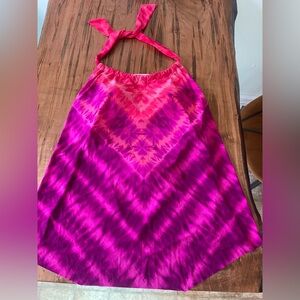 Vibrant Pink and Purple Tie-Dye Halter Swim Top